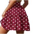 thumbnail image 5 of Bovxnpu Plus Size Skirts For Women, Women's Stretchy Flared Casual Mini Skirt, Women's Summer Beach Polka Printing Lace Drawstring Tie Adjustable Skirt XXL, 5 of 6