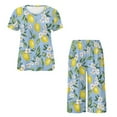 thumbnail image 5 of DISNIMO Lemon Floral Printed Pajama Set for Women, Soft 2 Piece Pjs Set Short Sleeve Tops and Capri Pant Sleepwear for Home, XL, 5 of 7