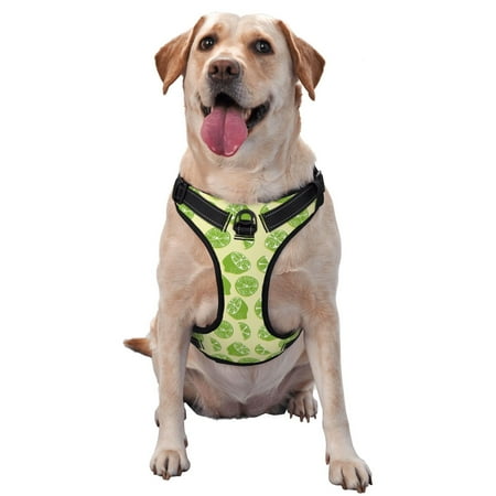 Vsdgher Various Lemons Pattern Dog Harness No Pull Pet Harness with Soft Padded Handle Adjustable Reflective Vest with 2 Buckles 4 Slide Buckles S-XL X-Large