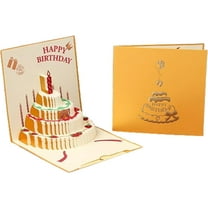 Birthday Card 3D Ins Style Three-Dimensional Happy Birthday Card with Cake Design, Greeting Postcards Perfect for Birthday Celebrations Perfect for Friend, Wife, Husband,Children(Yellow)