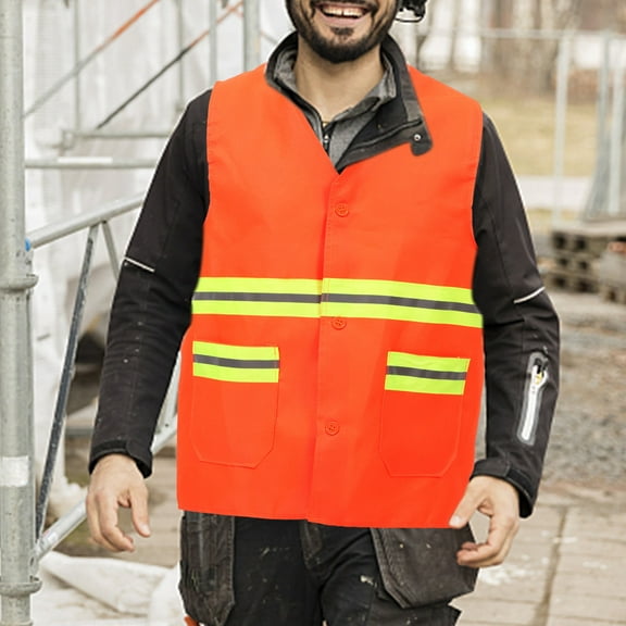 UPOUART Orange High Visibility Safety Vest with Reflective for Worker Use