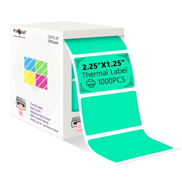 Rollo de 1000 etiquetas térmicas PARLAIM de 5,7 x 3,2 cm (color aguamarina)