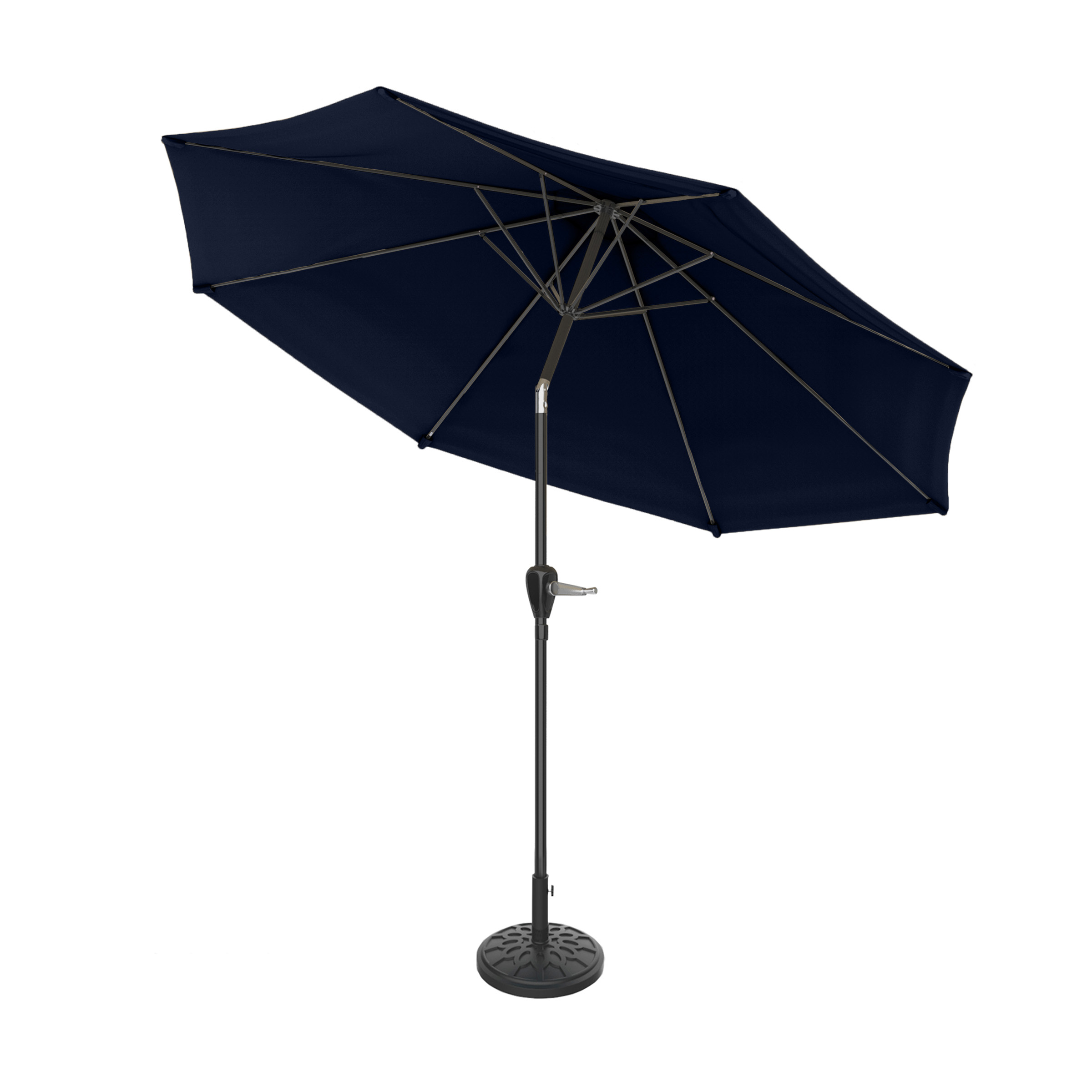 Pure Garden 10FT Patio Umbrella with Auto Tilt and Vented Canopy (Navy)