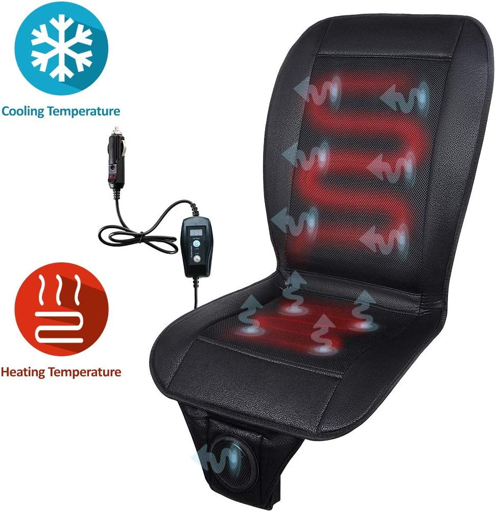 Zone Tech 2-in-1 Car Seat Cushion Black 12V Automotive All-Weather Adjustable Temperature Comfortable Cooling and Heating Car Seat Cushion Perfect for Road Trip 