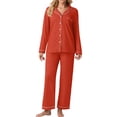thumbnail image 5 of Cueply Pajamas for Women Set Long Sleeve Knit Button Down Pj Lounge Sets Sleepwear with Drawstring Pockets, 5 of 8