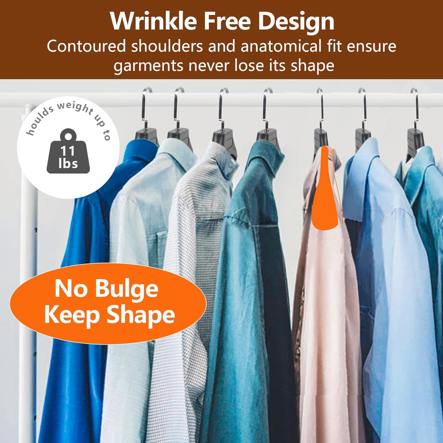 Extra Wide Non-Slip Suit Hangers, 20 Pack Thick Plastic Coat Hangers with Metal Hook, Black, 17.7 Inch Width