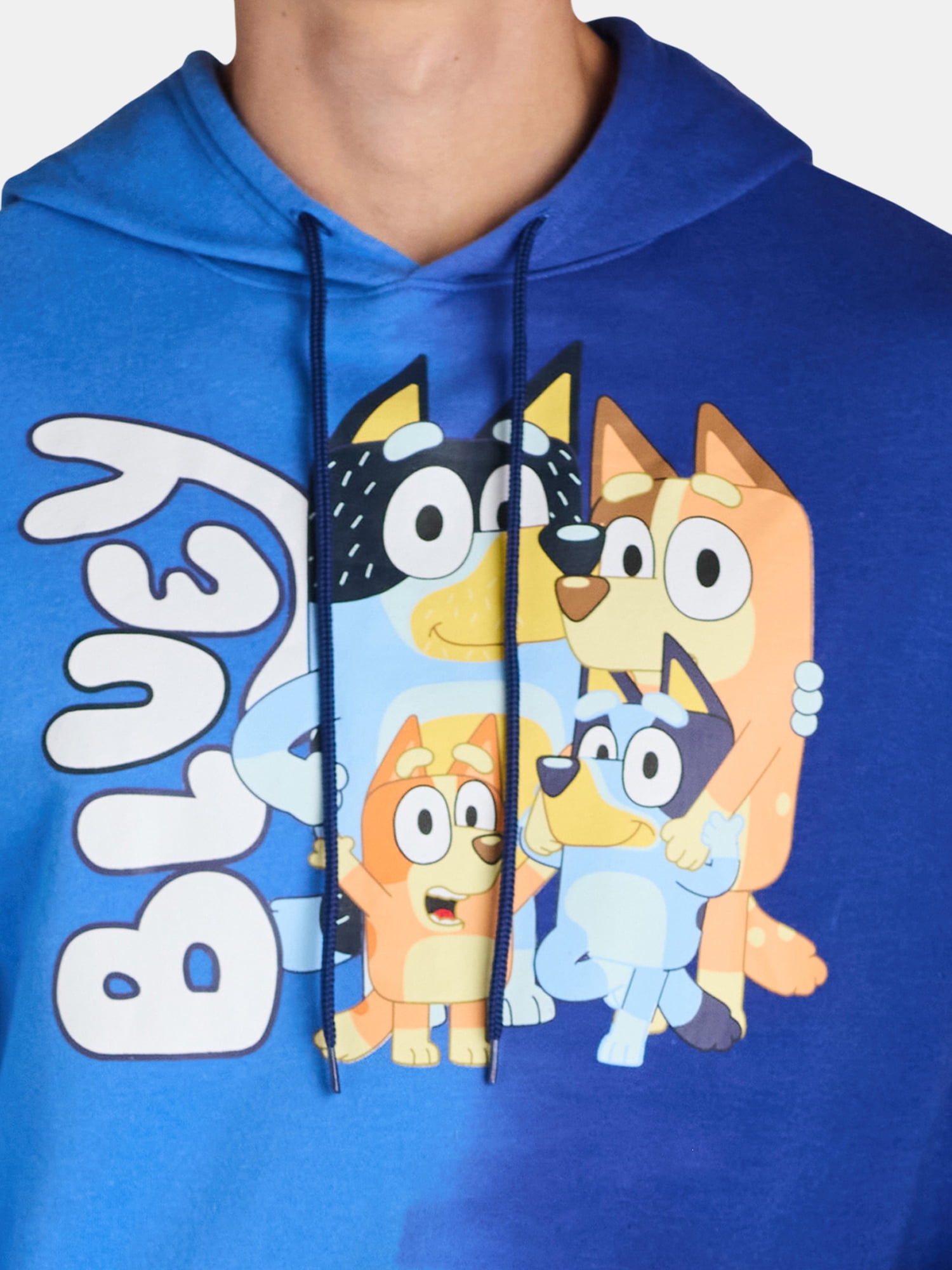 Bluey Men's & Big Men's Dip Dye Graphic Hoodie Sweatshirt, Sizes XS-3XL