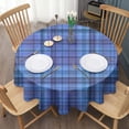 thumbnail image 3 of Blue Checkerboard Checkered Pattern Round Tablecloth 60"x60",Wrinkle Wipeable Table Cloth for Kitchen Dining Room Picnic Patio Party, 3 of 6
