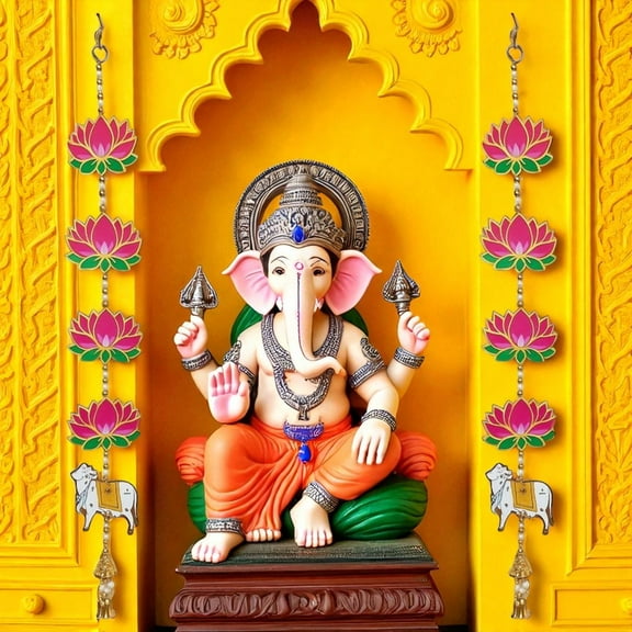 Artificial Flower Lotus Toran Cow Door Pooja Room Wall Decoration for All Festivals and Celebrations [Fits All Room, Set of 2, 26 Inch]