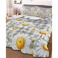 thumbnail image 3 of Quilts Twin Size Bedding Set, Spring White Daisy Lightweight Quilted Comforter, Farmhouse Floral Gray Buffalo Plaid Soft Reversible Bedspread Coverlet with Pillow Covers for All Season, 68" x 86", 3 of 7