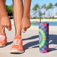 thumbnail image 2 of 20oz Pink Tie Dye Petal Mandala Pattern Skinny Tumblers Stainless Steel Tumbler with Lid and Straw,Vacuum Insulated Double Wall Travel Tumbler Cups with Cleaning Brush for Coffee,Tea, 2 of 6