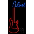 thumbnail image 1 of Blues Guitar 2 LED Neon Sign 24" Tall x 13" Wide - inches Black Square Cut Acrylic Backing, with Dimmer - Premium built indoor Sign for Studio, Club, Home décor, Event, Workshop, Storefront., 1 of 7
