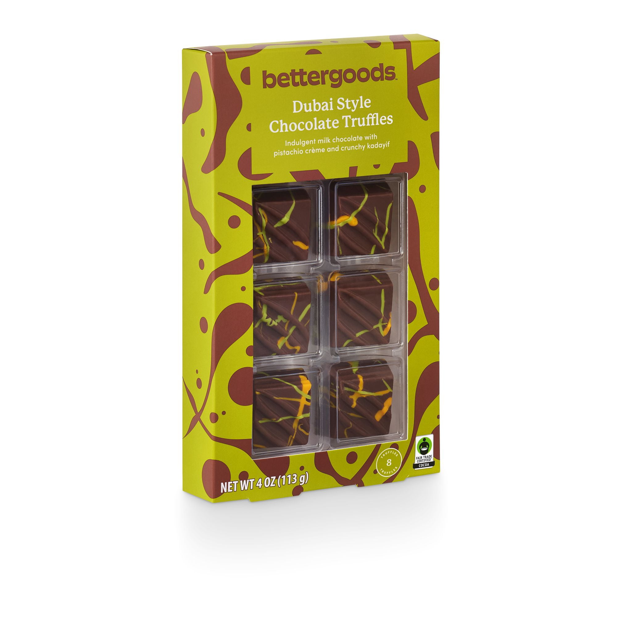 bettergoods Dubai Style Pistachio Creme Milk Chocolate Truffles, 8 Count