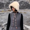 thumbnail image 4 of Women Hat Solid Color Ear Protection Thickened Plush Dome Windproof Autumn Winter Fixing Rope Thermal Russian Hat Streetwear, 4 of 10