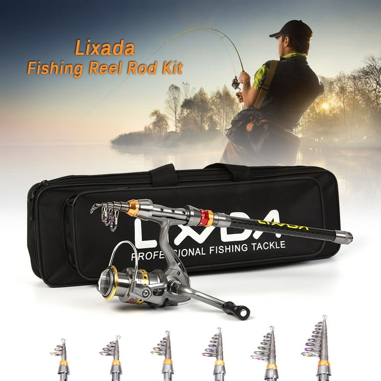Lixada Telescopic Fishing Rod and Reel Combo Full Kit Carbon Fiber Fishing  Rod Pole + Spinning Fishing Reel + Fishing Tackle Carrier Bag Case Fishing  Gear Set 