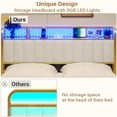 Queen Bed Frame, LED Bed Frame with Storage Headboard, USB Ports
