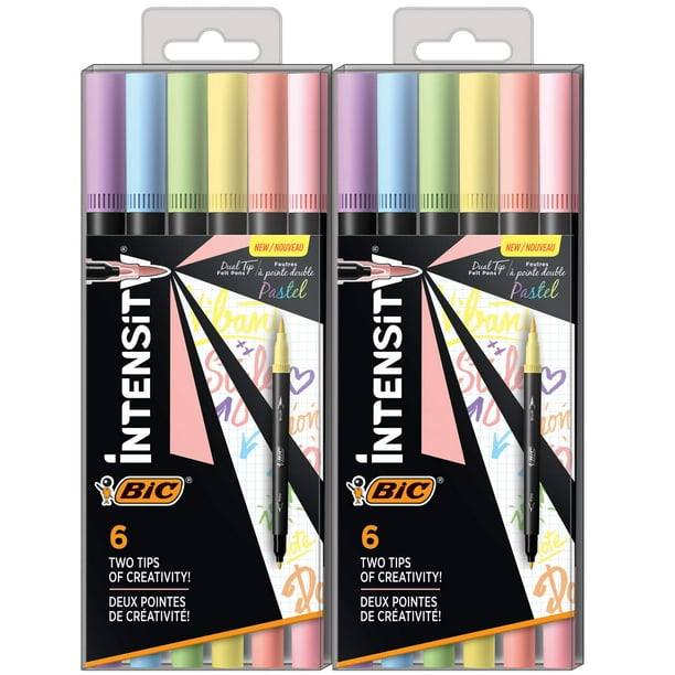 Marcadores BIC Intensity Punta Doble Fina y Pincel 12-Pack