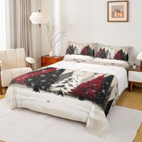 Feelyou Vintage Xmas Tree Full Size Sheets for Teens, Winter Christmas Snowflake Bed Sheets, Happy New Year Sheet Sets, Ultra Soft Bedroom Decor, 4pcs