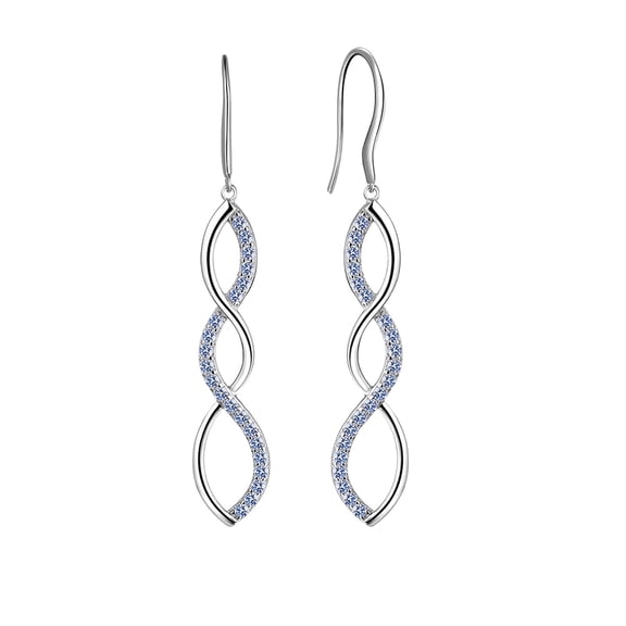 925 Sterling Silver Dangle Earrings Women Blue Topaz Drop Earrings Jewelry Spiral Hook Mother Wife Christmas Valentine's Day Gift for Her