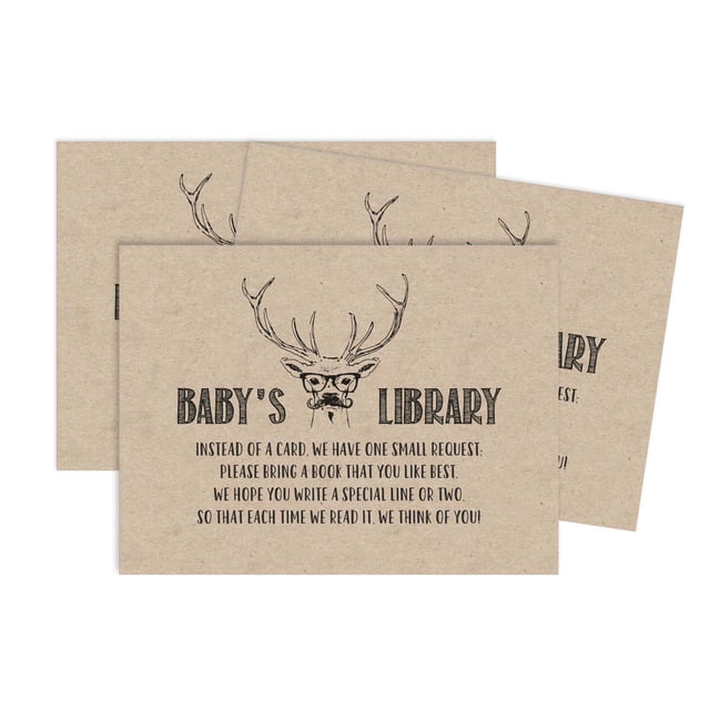 Inkdotpot 30Deer Jungle Animals Gender Neutral Baby Shower Rustic Book Request Cards Bring A Book Instead Of A Card Baby Shower Invitations Inserts Games