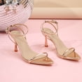 thumbnail image 2 of SACFOF Womens Sandals Strappy Heels for Women Ankle Strap Lace Up Square Open Toe Heels Tie Up Stiletto High Heeled Sandals for Prom, Party, Daily Wear, 2 of 6