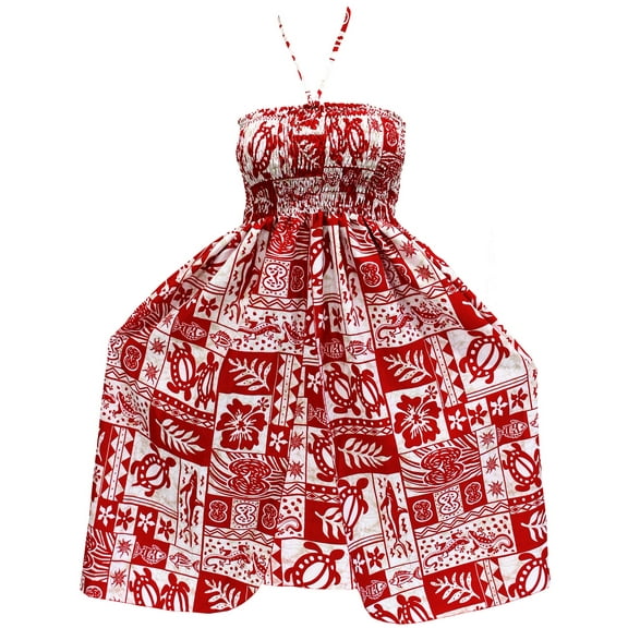 HAPPY BAY Women's Beach Summer Vintage Evening Party Midi Dress Flowy Tube Top Strapless Dresses for Women L-XL Ruby, Tropical Collage