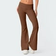 thumbnail image 2 of Ladies Basic Pants Slim Fit Solid Color Y2K Style Vacation Outfit (Black S), 2 of 7