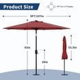 thumbnail image 3 of EastVita 9Ft UV Resistant Patio Umbrella 8 Sturdy Ribs Table Umbrella with Easy Push Button Tilt Large Umbrella for Pool Yard and Garden Navy Red, 3 of 4