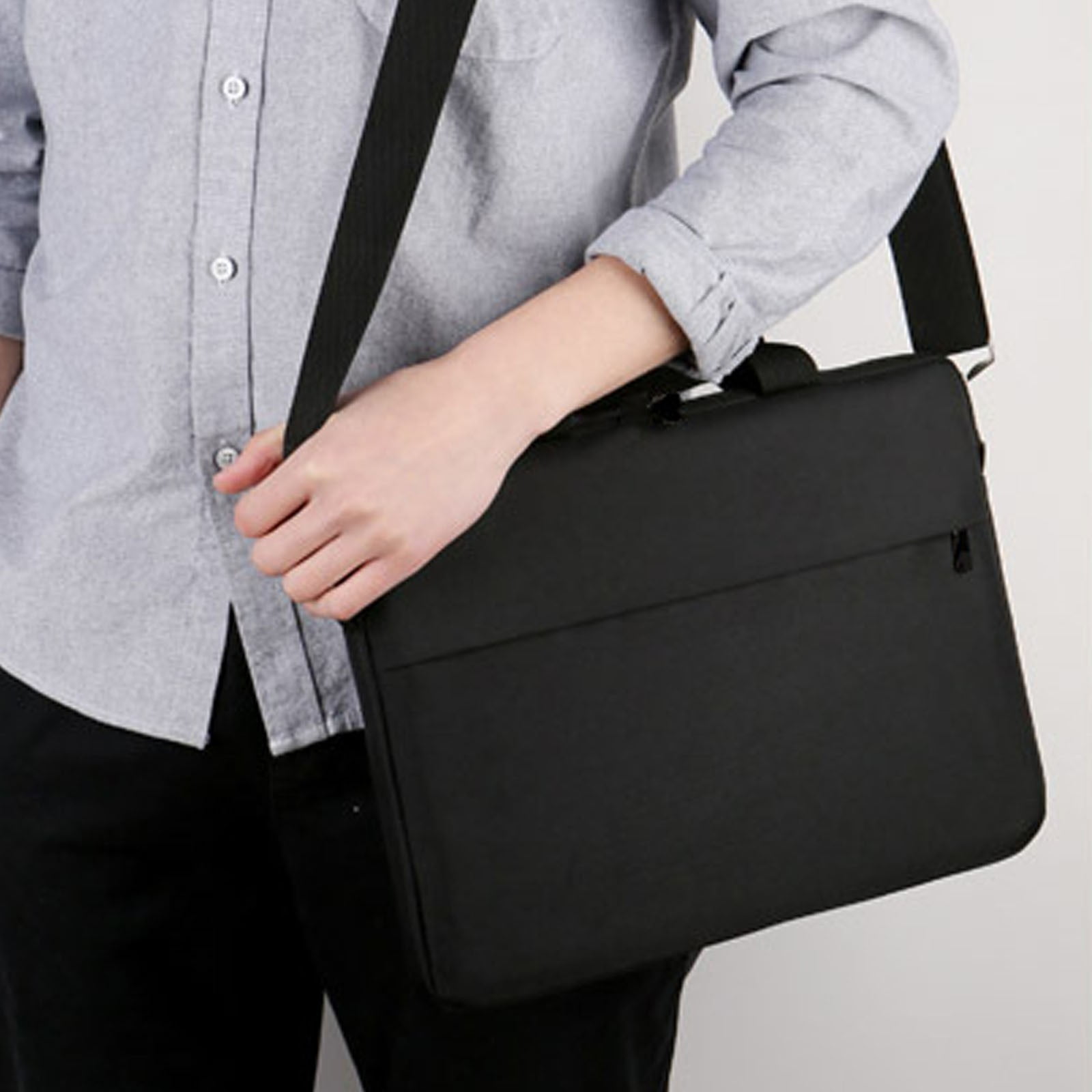 Solivara Portable Computer Bag With Adjustable Shoulder Strap For Work Travel (Black,15*11*1.18in)
