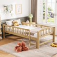 thumbnail image 2 of Sesslife Twin Platform Bed Frame, Solid Wood Montessori Bed with Safety Guardrails and Ladder, Twin Low Profile Bed with Slats for Kids Boys Girls, No Box Spring Needed, Holds 400 lbs, Natural, 2 of 10