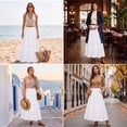 thumbnail image 6 of JIRNYORLL Womens Smocked Tiered Maxi Skirt with Pockets Drawstring Elastic High Waisted A Line Long Skirts, White S, 6 of 6