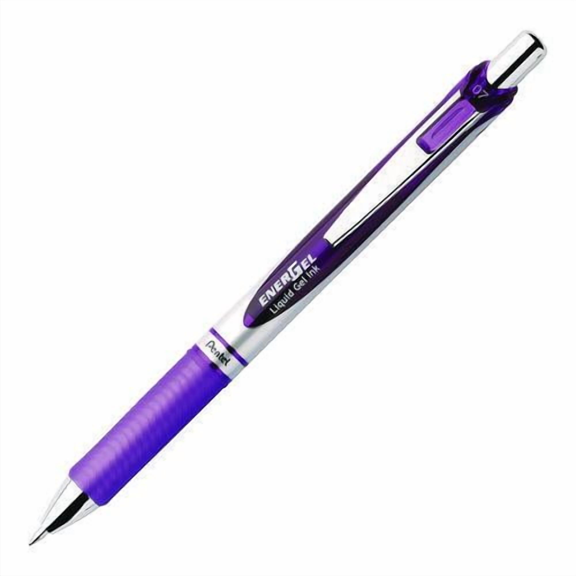 EnerGel RTX Deluxe Gel Pen, Retractable, Medium 0.7 mm, Purple Ink, Purple/Silver Barrel, 3/Pack | Bundle of 5