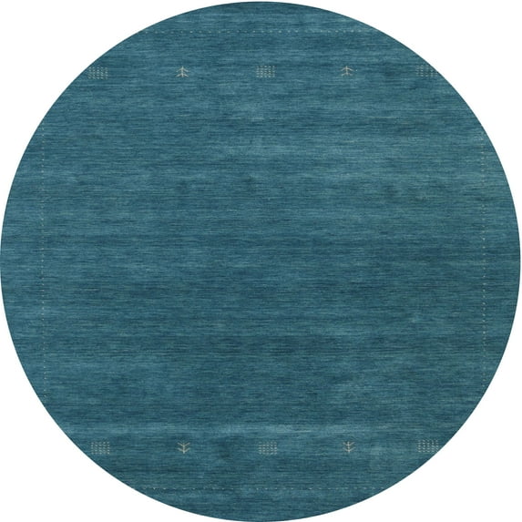 Ahgly Company Indoor Round Contemporary Dark Cyan Green Abstract Area Rugs, 3' Round