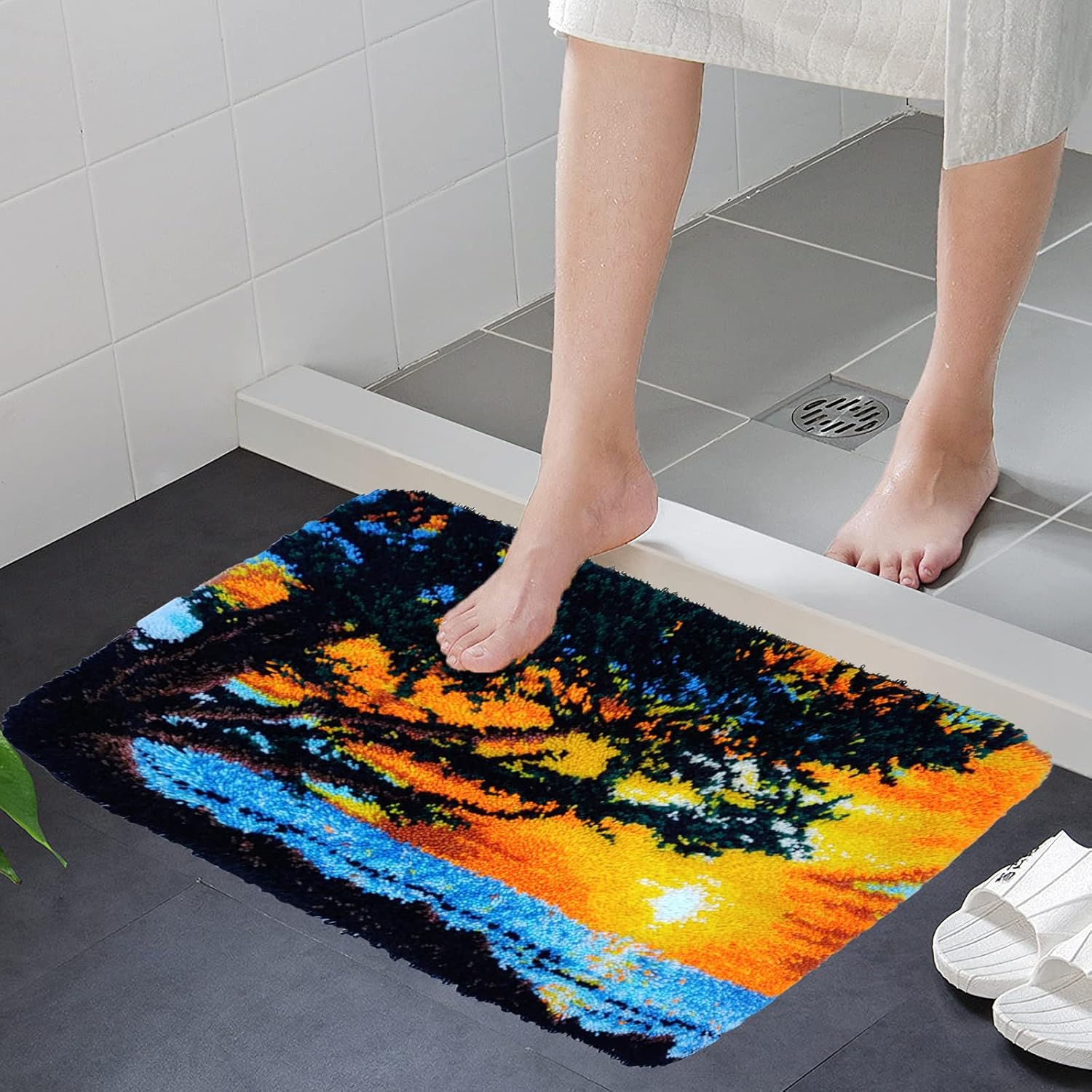 Latch Hook Kits Rug, 3D Pattern Canvas Crochet Needlework Crafts Floor DIY Latch Kits for Adults/Kids(Smooth Sailing, 62*42CM)
