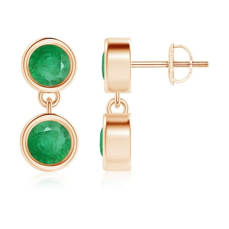 Women S Day Dangling Two Stone Emerald Earrings In 14k Rose Gold 4 1mm Se1120e Rg A 1