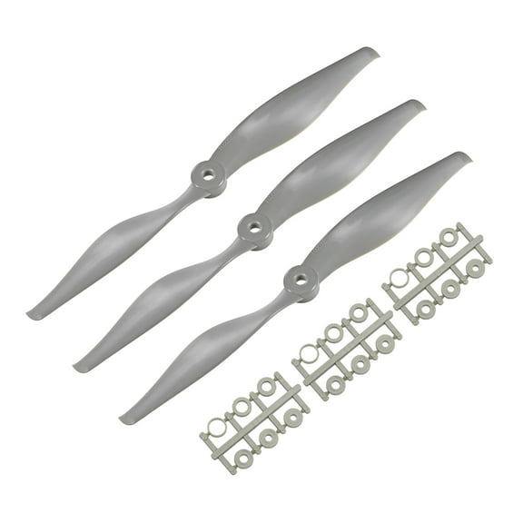 Hélices RC CW 10x6 Pulgadas 2-Palas para Avión Nylon Gris 3Pcs con Anillos Adaptadores