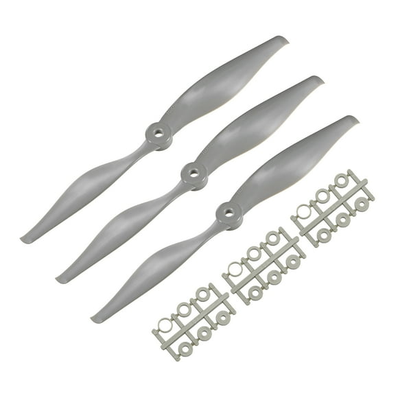Hélices RC CW 10x6 Pulgadas 2-Palas para Avión Nylon Gris 3Pcs con Anillos Adaptadores