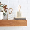thumbnail image 2 of 5"W, 10"H White Teak Wood Handmade Door Stopper Geometric Sculpture with Rope Accent, by DecMode (2 Count), 2 of 11