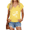 1-Yellow, variant on Womens Yellow Whimsical Flying Butterfly V Neck Short Sleeve Vacation T-Shirts Lightweight Breezy Holiday Top