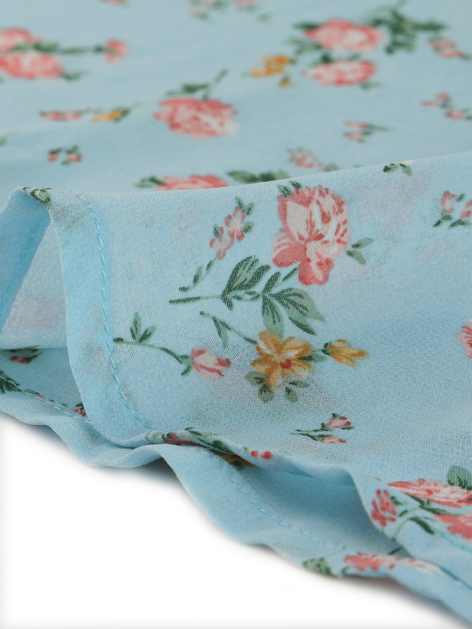 DARING DIVA Spaghetti Strap Summer Floral Print Midi Dress S Light Blue