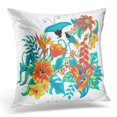 thumbnail image 1 of BSDHOME Yellow Flower Tropical Pattern with Birds Blue Leaf Pillow Case Pillow Cover 20x20 inch, 1 of 1