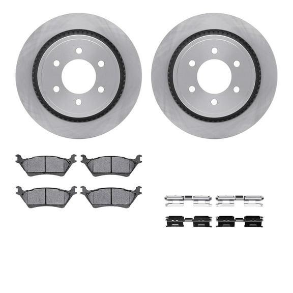 Dynamic Friction Company Rear Brake Rotors with Heavy Duty Brake Pads includes Hardware 6212-54028