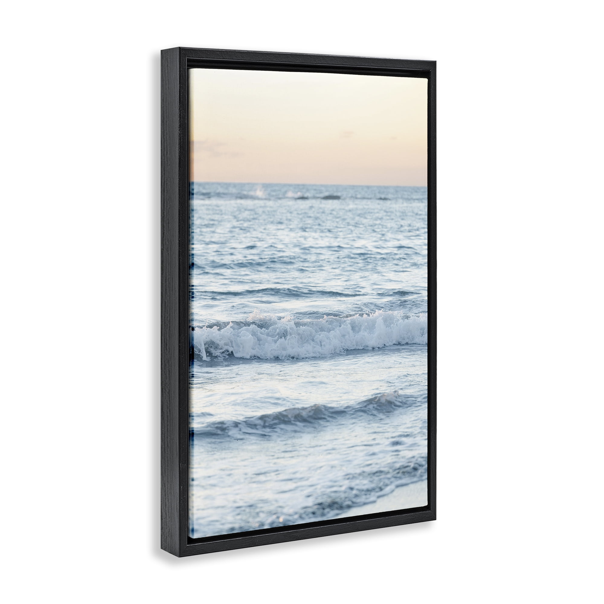 Stupell Industries Sunset & Sea View Coastal Photography Black Floater Framed Canvas Art Print Wall Art, 21 x 31