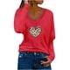 thumbnail image 1 of Camiseta de manga larga informal con cuello en V para mujer Pompotops  gfhjh22191, 1 of 1