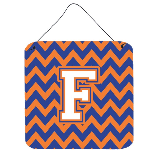 "Treasures Chevron Blue and Orange #3 Letter F Wall or Door Hanging Prints CJ1060-FDS66, 6"" H x 6"" W" Caroline's Treasures CJ1060-FDS66