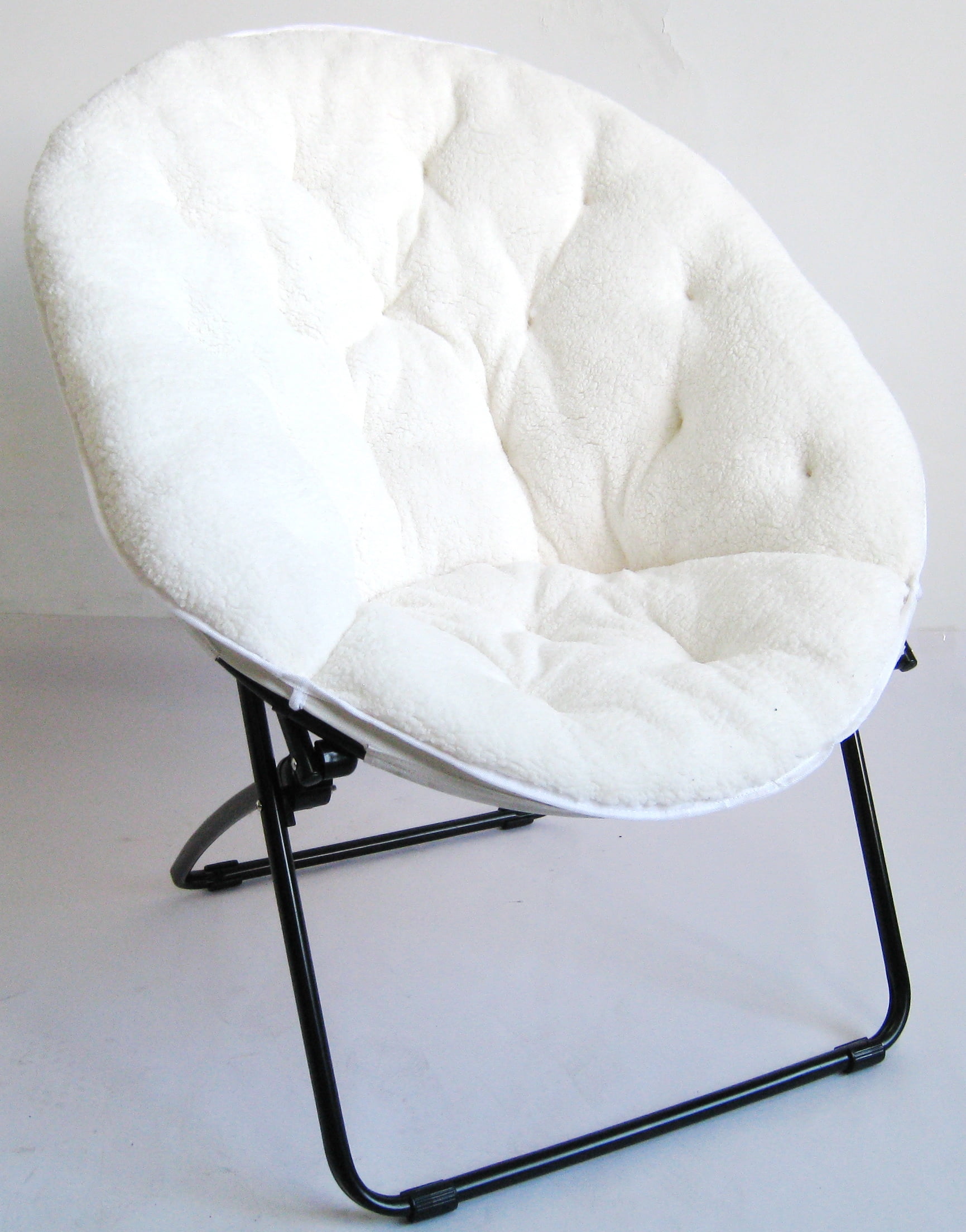 Zenithen Moon Chair with High Gloss Black Frame in Tufted Sherpa Fabric
