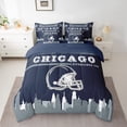 thumbnail image 2 of Football Bed in a Bag Twin 7 Piece,Sports Bedding Sets,American Football Fans Bed Set Rugby Player Navy Blue Gray Comforter Set with Sheets Football Lovers Sheets (Chicago), 2 of 5