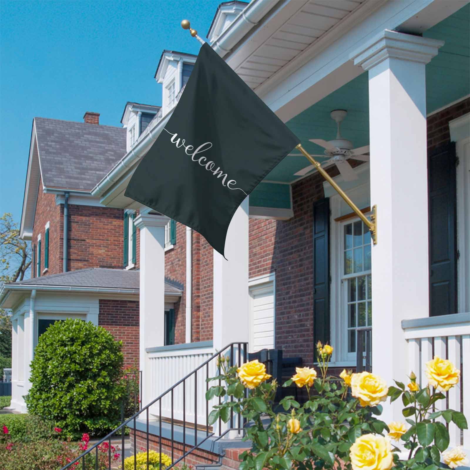 Vintage Theme House Flag 28 x 40 Inches, Welcome Simple Letter Print Weather Proof Outdoor Patio Flags Double Sided Small House Decoration for Yard Lawn Outside Home