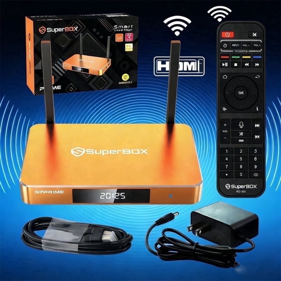 Newest SuperBox S7 Prime 2026 Fully Loaded, 4G RAM 128G ROM Super Box S7 prime with Voice Remote& 7-day Time Shift, Premium 6K, Easy Setup Guide Parental Control Time Included