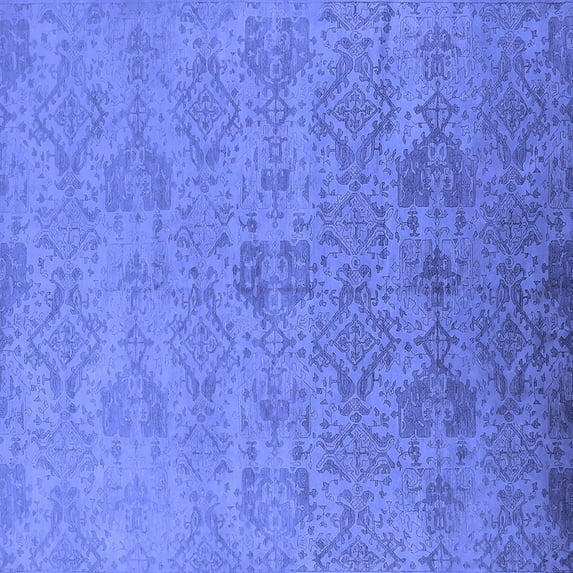 Ahgly Company Indoor Square Oriental Blue Industrial Area Rugs, 7' Square